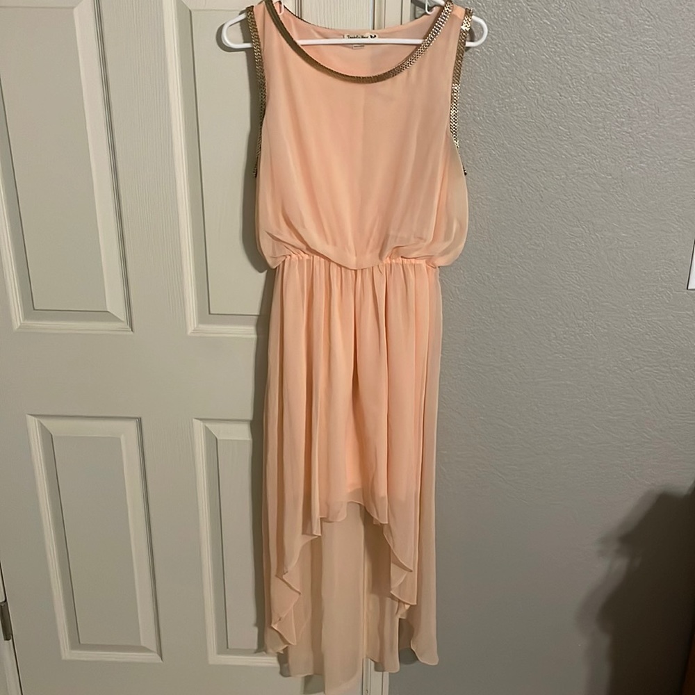 Flowy Peach High Low chiffon dress